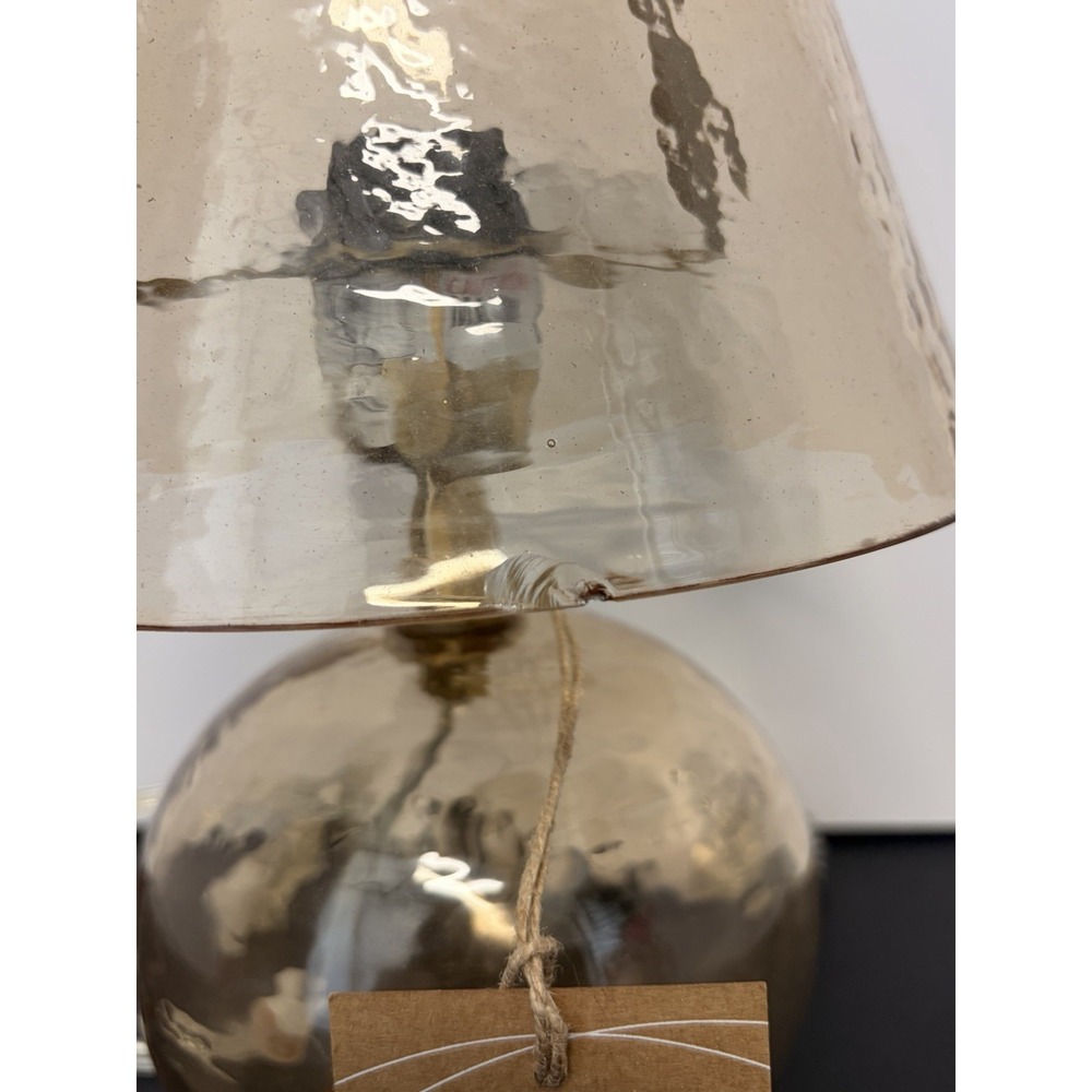 Becca Amber Textured Glass 12" Table Lamp - Brass Hardware, World Market READ! - Picture 5 of 11